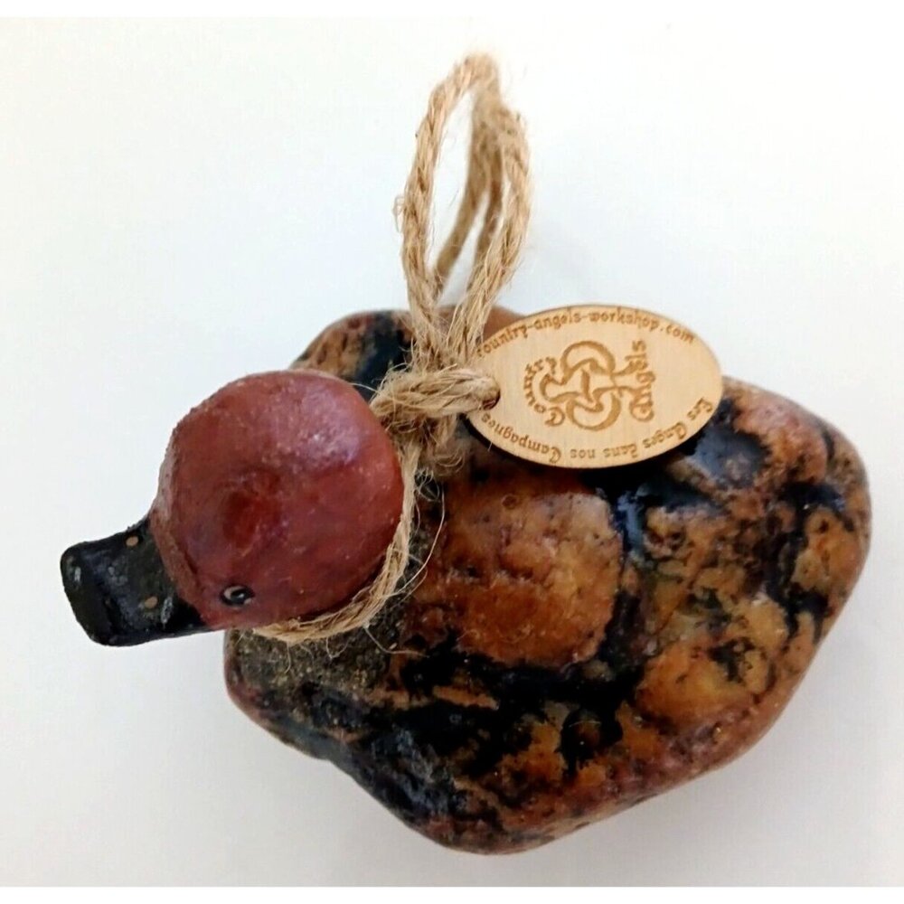 Rustic Duck Bird Decoy Figure Small Country Angels Cottage Decor Rock Form